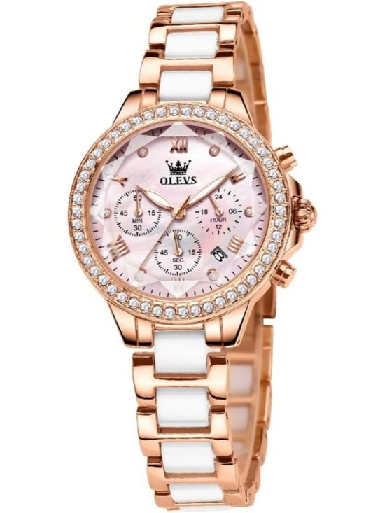 Olevs Women\'s Pink Skeleton Diamond Rose Gold Automatic Elegant Luxury Watch main image 5